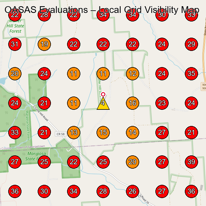 OASAS Evaluations GeoGrid visibility map for Legal Services in None